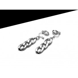Earrings clips with 3 silver chains